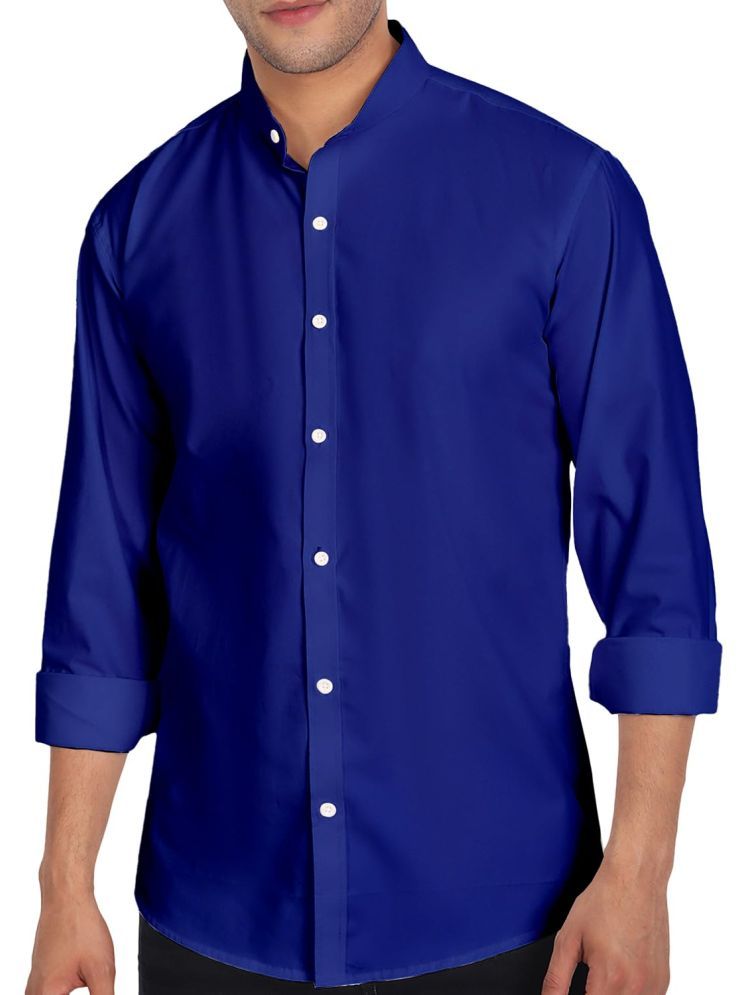     			UNI VIBE Cotton Blend Slim Fit Solids Full Sleeves Men's Casual Shirt - Indigo ( Pack of 1 )