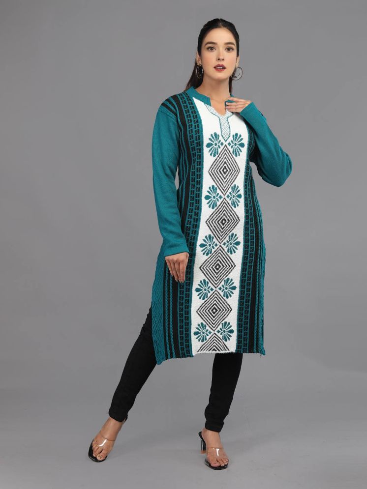     			tysort Woollen Printed Straight Women's Kurti - Green ( Pack of 1 )