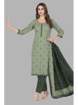 shree jeenmata collection Cotton Printed Kurti With Pants Women's Stitched Salwar Suit - Green ( Pack of 1 )