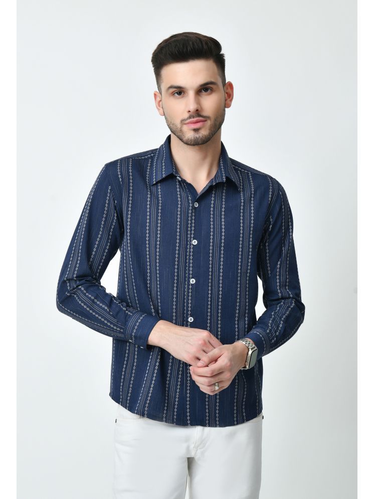     			AMBI Cotton Blend Regular Fit Striped Full Sleeves Men's Casual Shirt - Blue ( Pack of 1 )