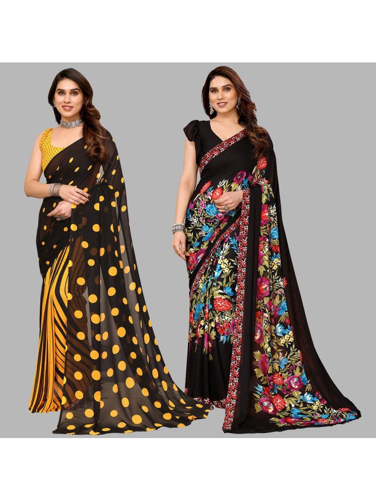     			ANAND SAREES Georgette Printed Saree With Blouse Piece - Multicolor ( Pack of 2 )