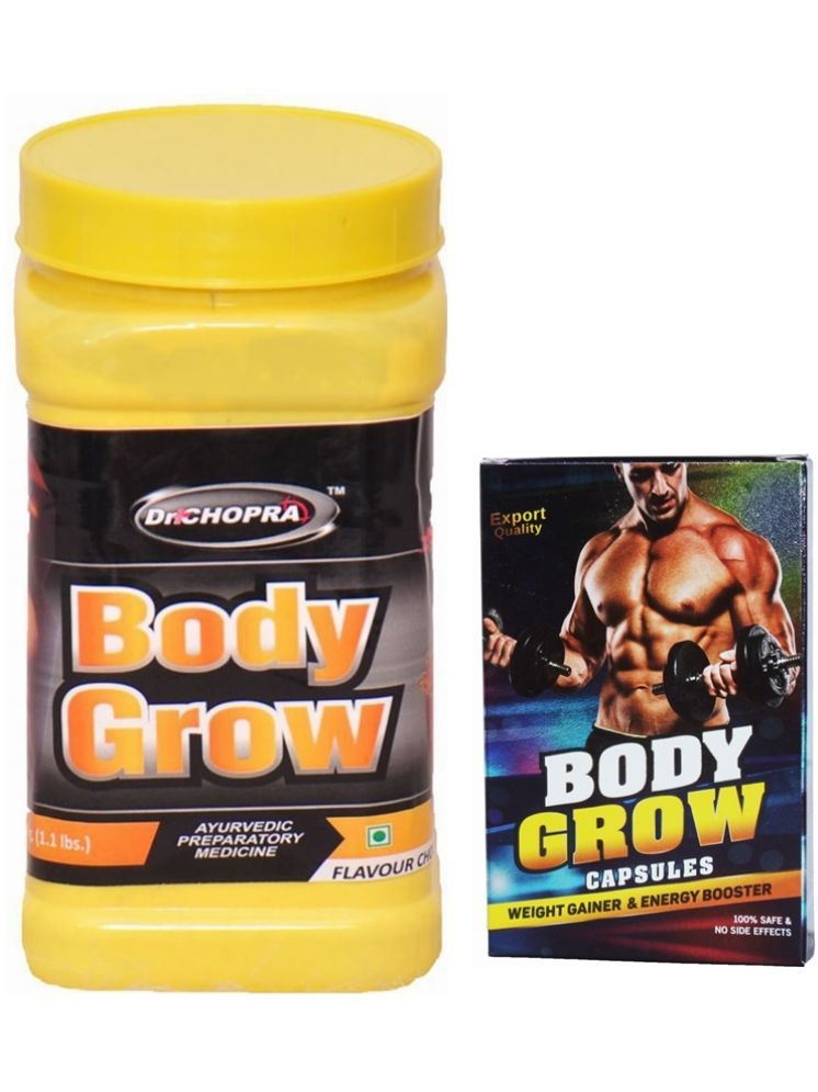     			Dr Chopra Body Grow Capsule 10 no.s & Body GrowWeight Gain Powder combo 500 gm Chocolate Single Pack