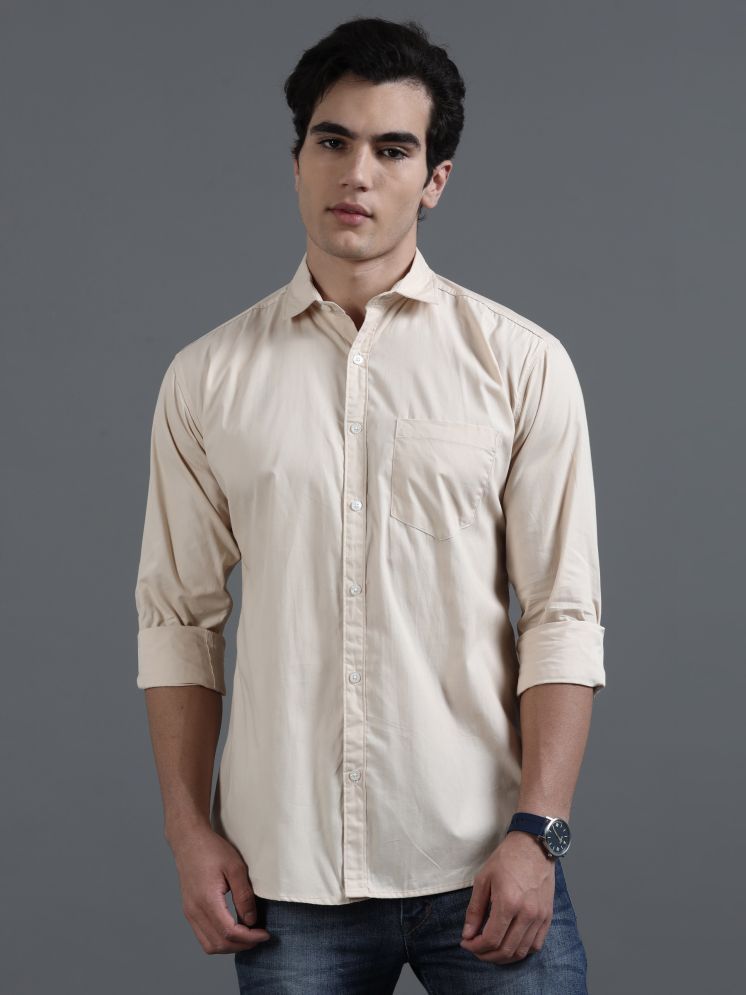     			HETIERS 100% Cotton Regular Fit Solids Full Sleeves Men's Casual Shirt - Cream ( Pack of 1 )