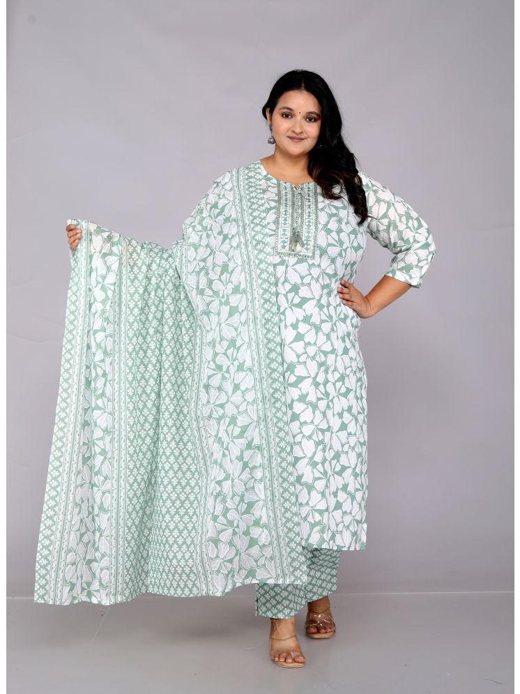     			Jyoti Cotton Printed Kurti With Pants Women's Stitched Salwar Suit - Green ( Pack of 1 )