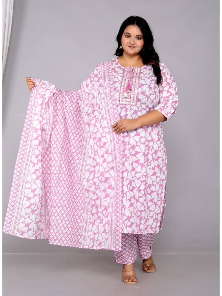     			Jyoti Cotton Printed Kurti With Pants Women's Stitched Salwar Suit - Pink ( Pack of 1 )