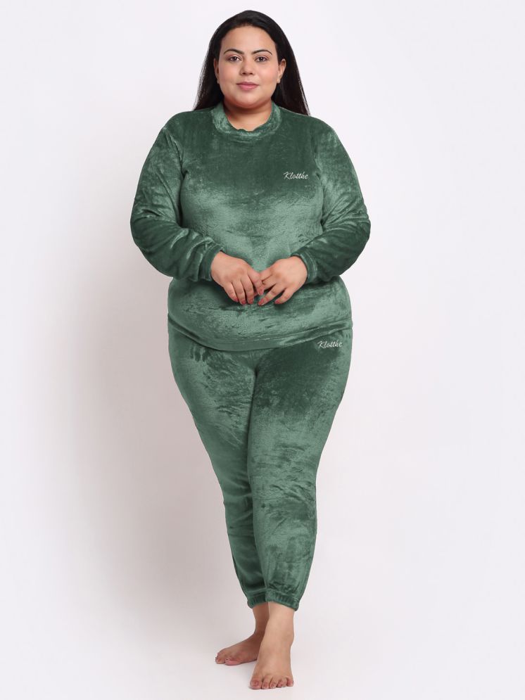     			Klotthe Green Woollen Women's Nightwear Nightsuit Sets ( Pack of 1 )