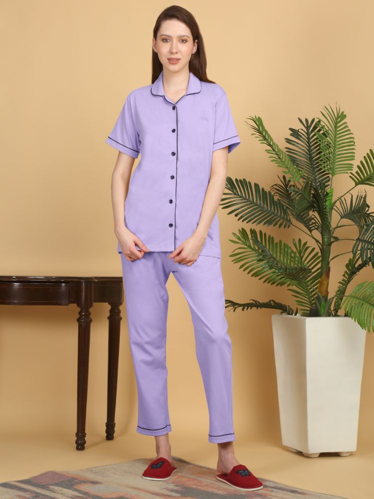     			Klotthe Lavender Cotton Women's Nightwear Nightsuit Sets ( Pack of 1 )