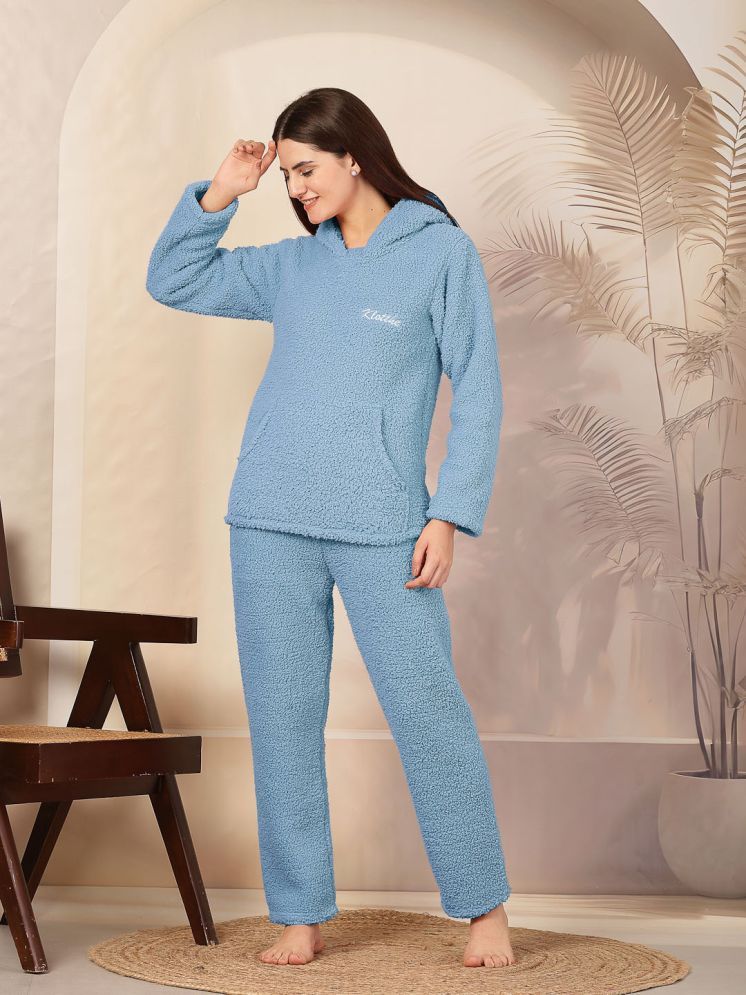     			Klotthe Light Blue Woollen Women's Nightwear Nightsuit Sets ( Pack of 1 )