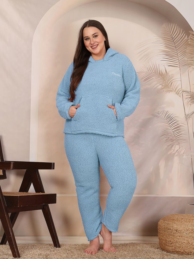     			Klotthe Light Blue Woollen Women's Nightwear Nightsuit Sets ( Pack of 1 )