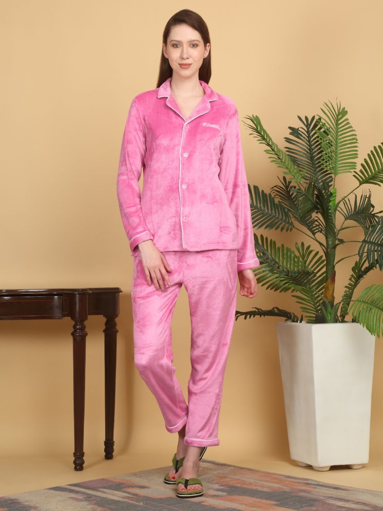     			Klotthe Light Pink Woollen Women's Nightwear Nightsuit Sets ( Pack of 1 )