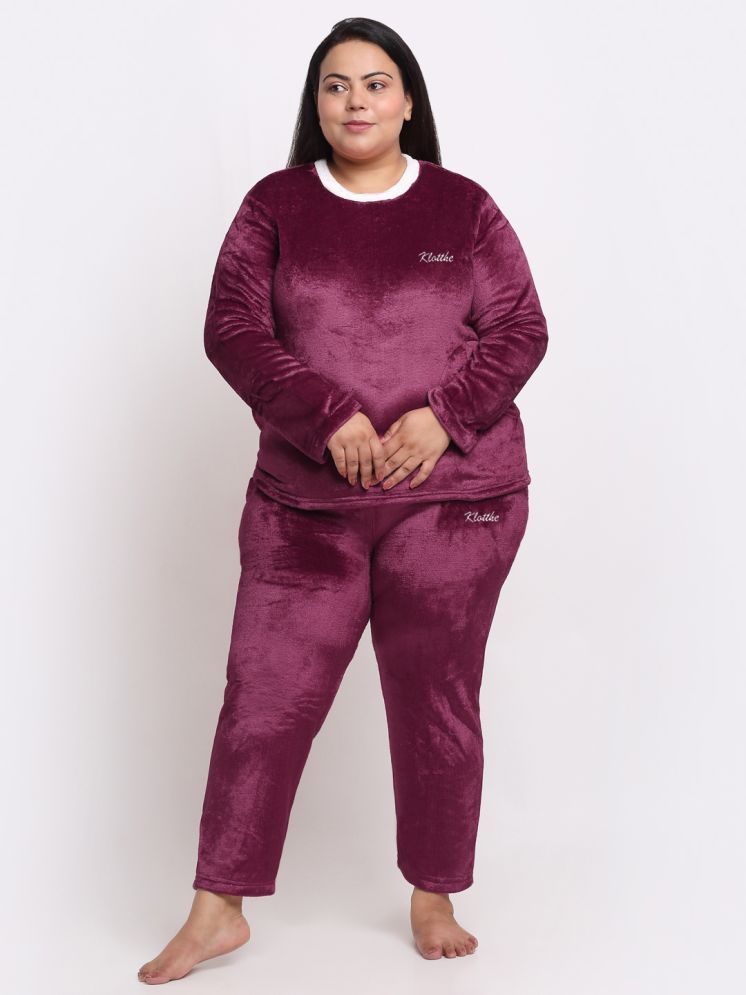     			Klotthe Maroon Woollen Women's Nightwear Nightsuit Sets ( Pack of 1 )