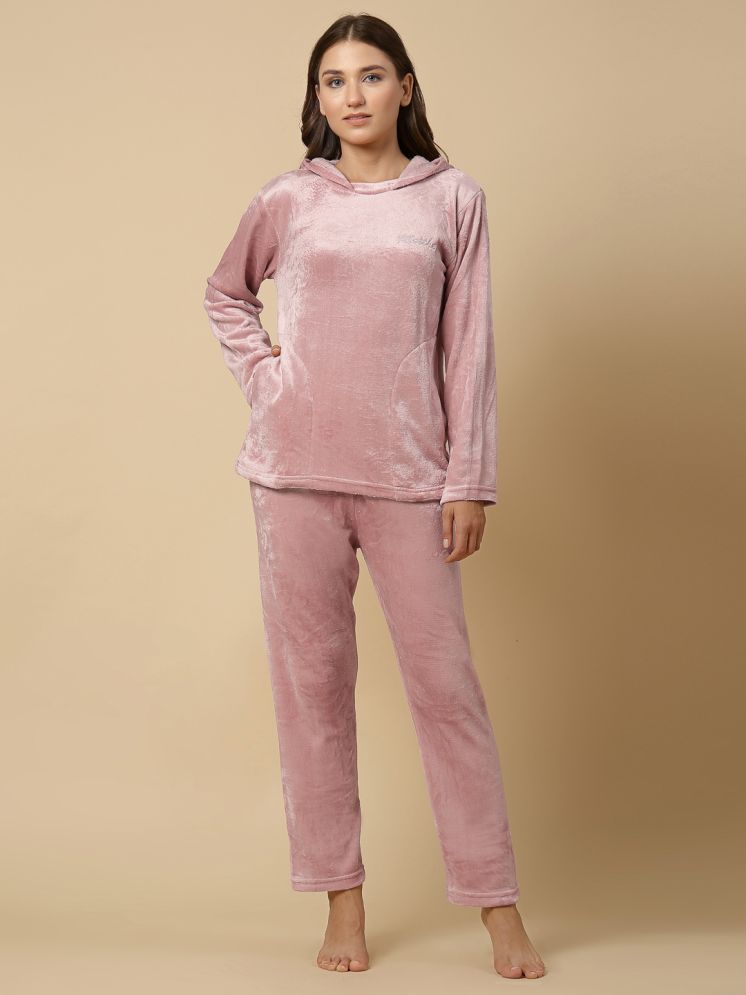     			Klotthe Pink Woollen Women's Nightwear Nightsuit Sets ( Pack of 1 )