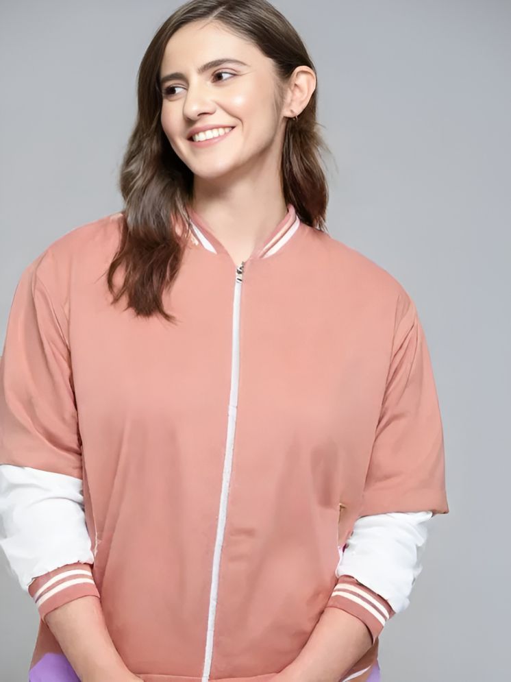     			PLUS PARADISE - Polyester Peach Bomber Jackets