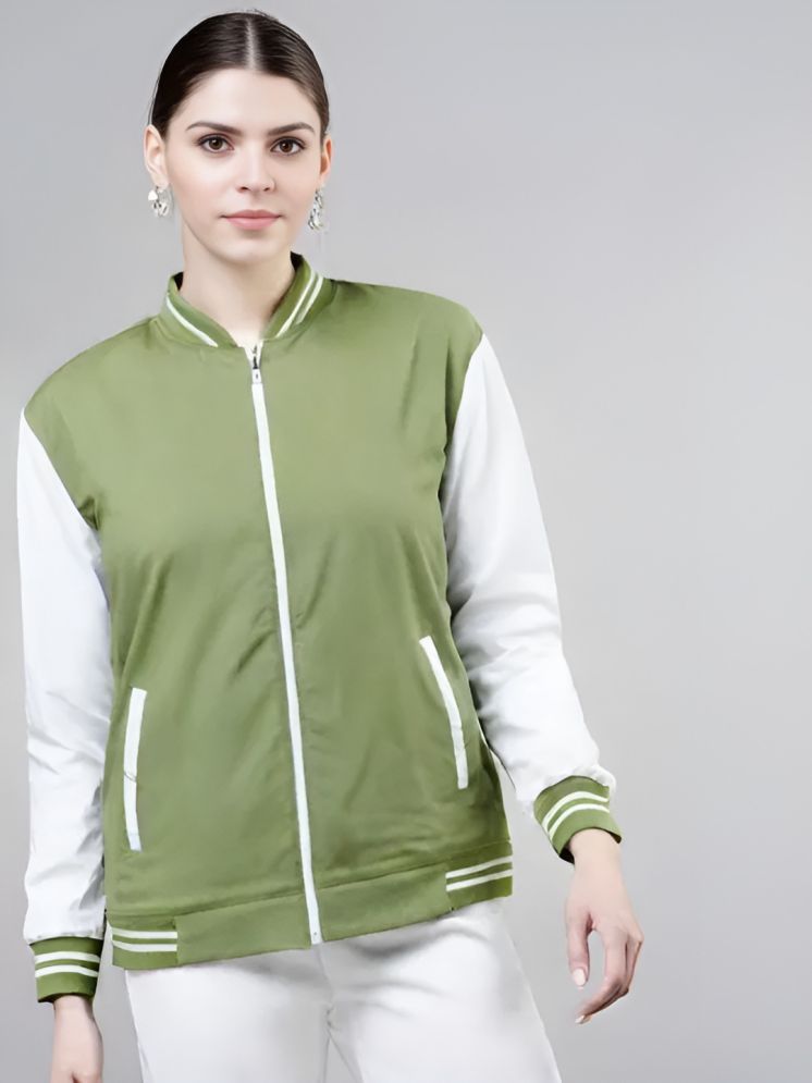     			PPTHEFASHIONHUB - Polyester Green Bomber Jackets