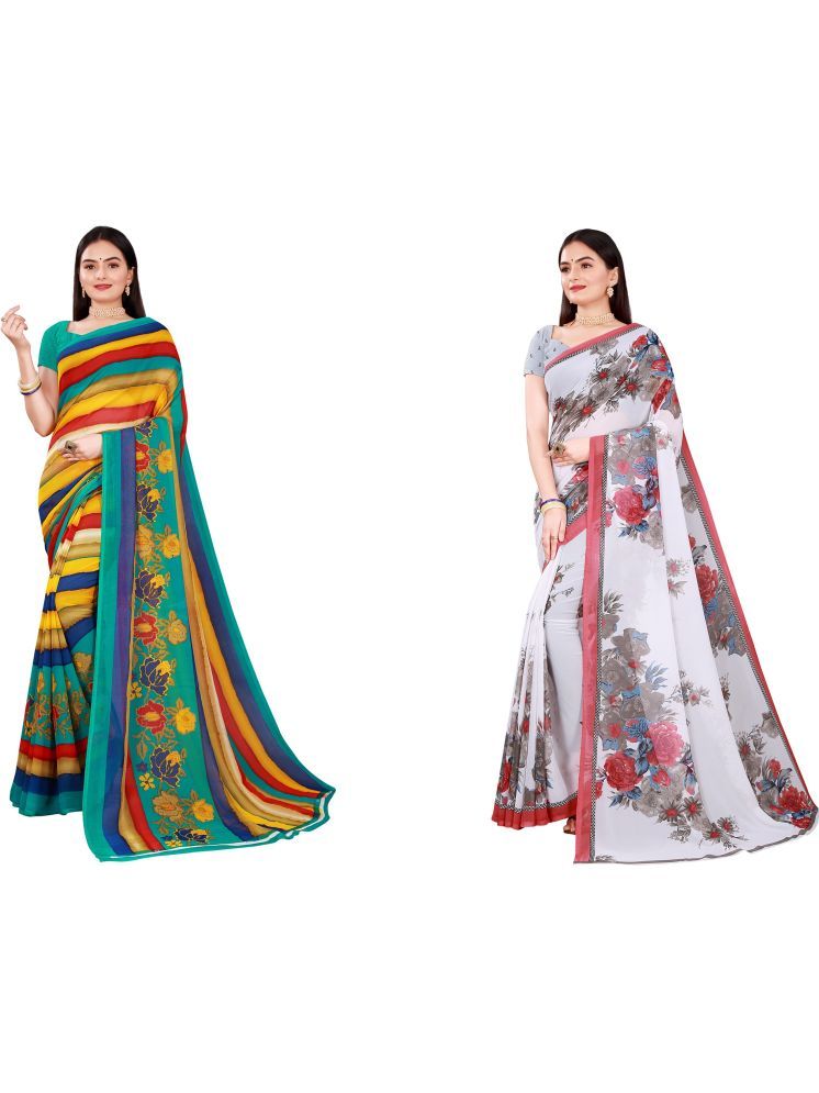     			Samai Cotton Silk Printed Saree With Blouse Piece - Multicolor5 ( Pack of 2 )