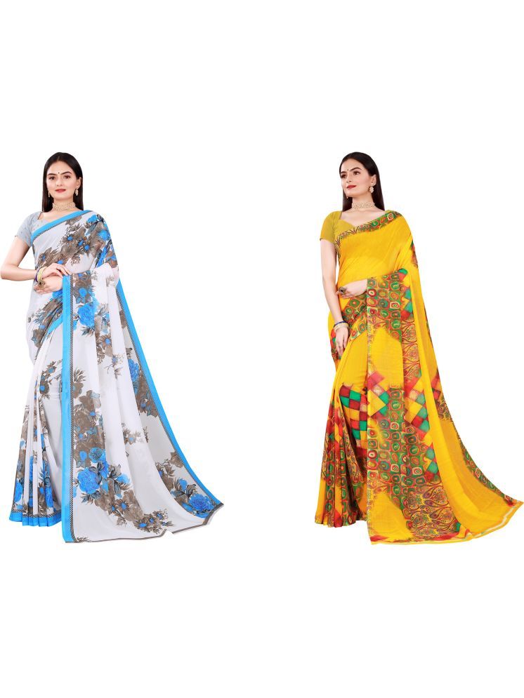     			Samai Cotton Silk Printed Saree With Blouse Piece - Multicolor7 ( Pack of 2 )