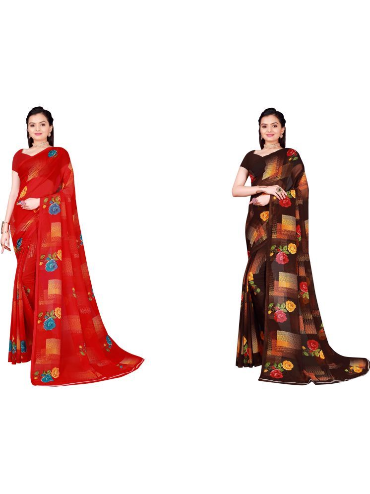     			Samai Cotton Silk Printed Saree With Blouse Piece - Multicolor ( Pack of 2 )