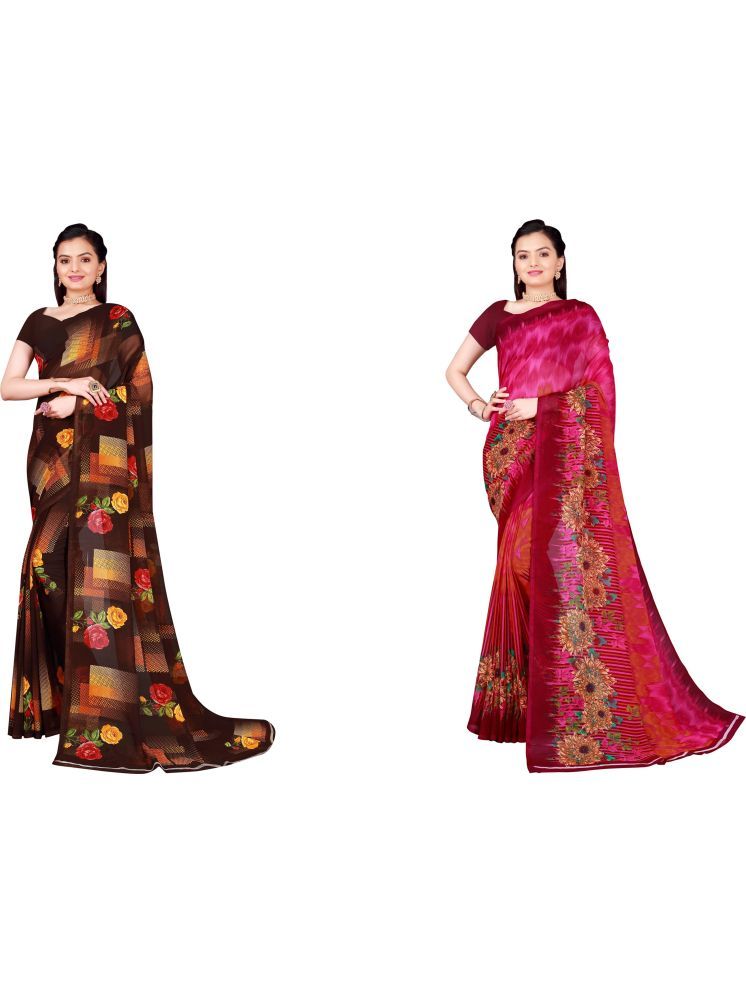     			Samai Cotton Silk Printed Saree With Blouse Piece - Multicolor ( Pack of 2 )