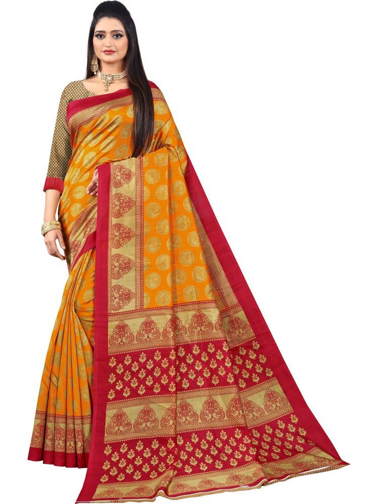     			Samai Cotton Silk Printed Saree With Blouse Piece - Cream ( Pack of 1 )