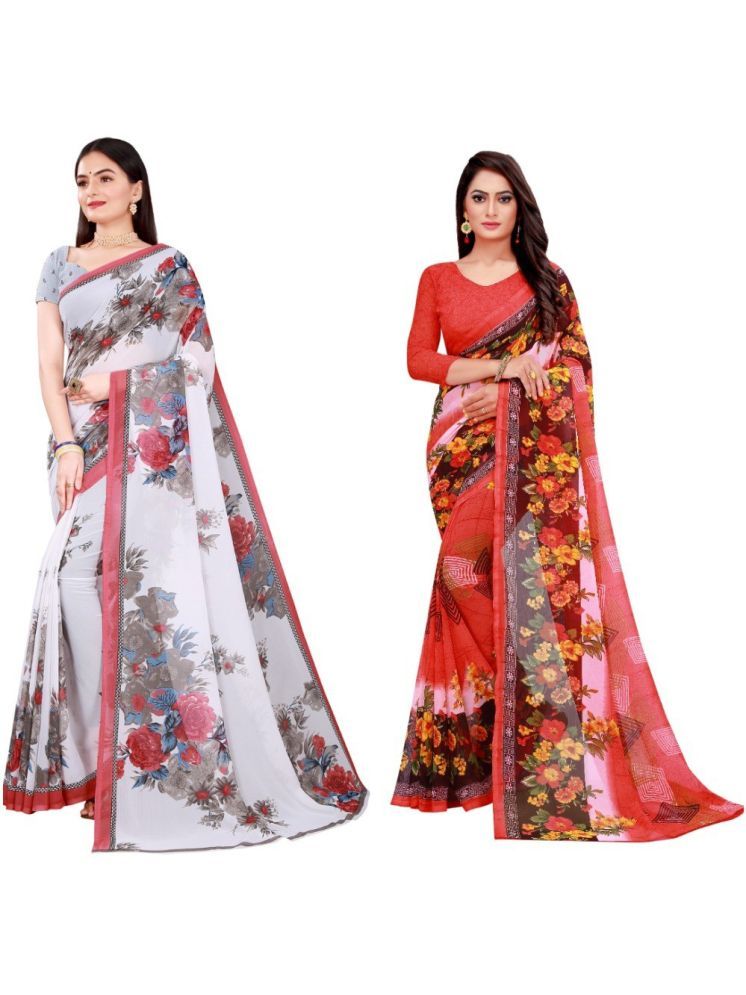     			Samai Cotton Silk Printed Saree With Blouse Piece - Multicolor5 ( Pack of 2 )