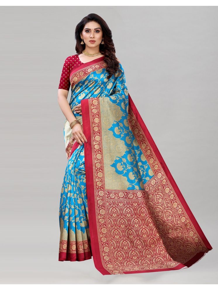     			Samai Cotton Silk Printed Saree With Blouse Piece - Rama ( Pack of 1 )