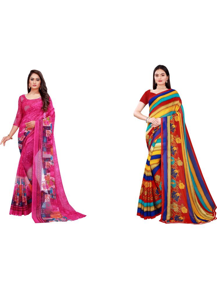     			Samai Cotton Silk Printed Saree With Blouse Piece - Multicolor5 ( Pack of 2 )