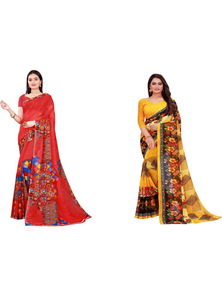     			Samai Cotton Silk Printed Saree With Blouse Piece - Multicolor8 ( Pack of 2 )