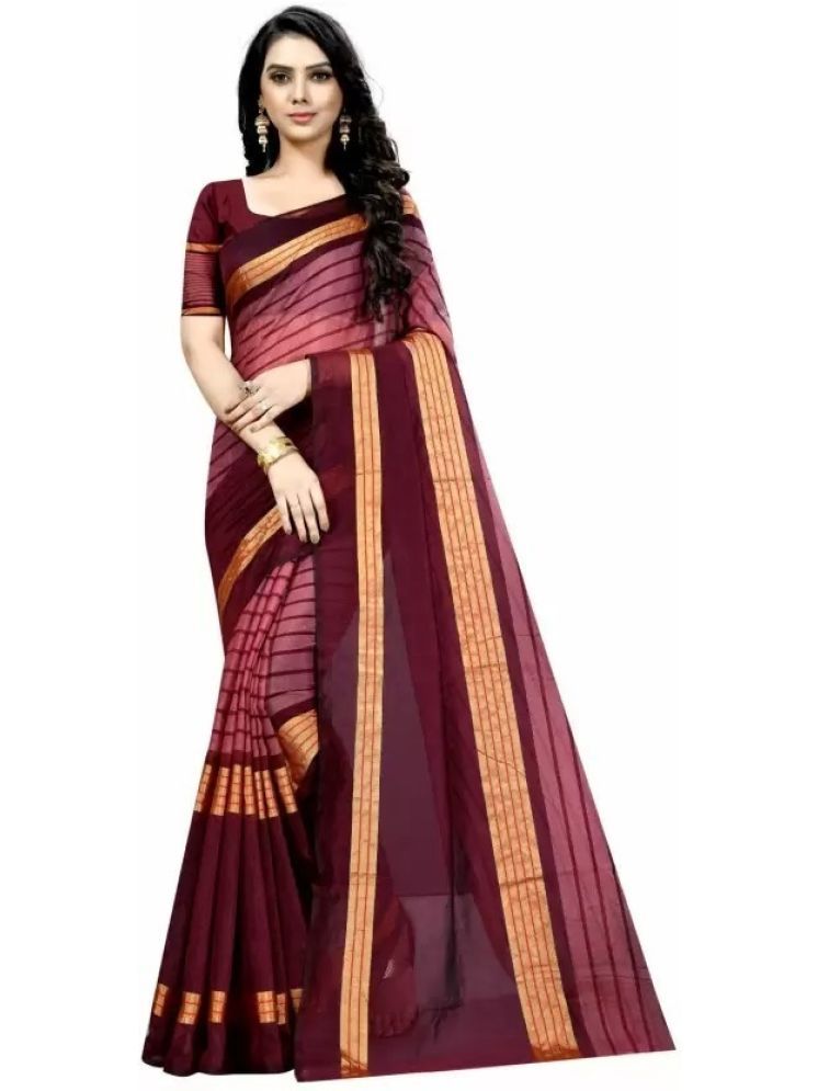     			Samai Cotton Silk Solid Saree With Blouse Piece - Maroon ( Pack of 1 )