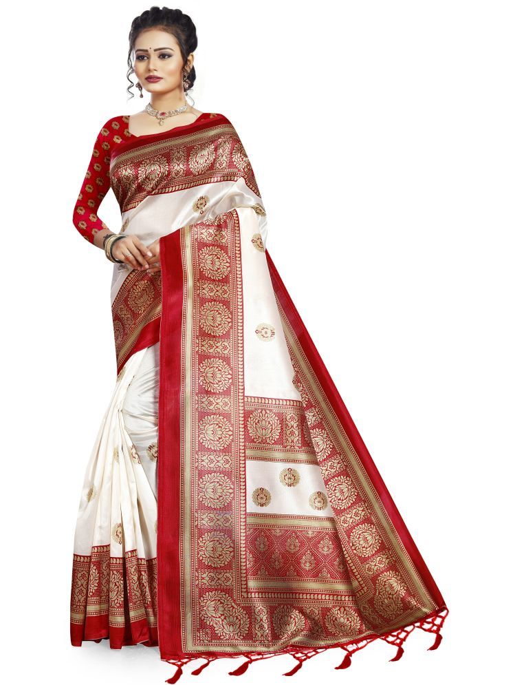     			Samai Cotton Silk Solid Saree With Blouse Piece - Red ( Pack of 1 )