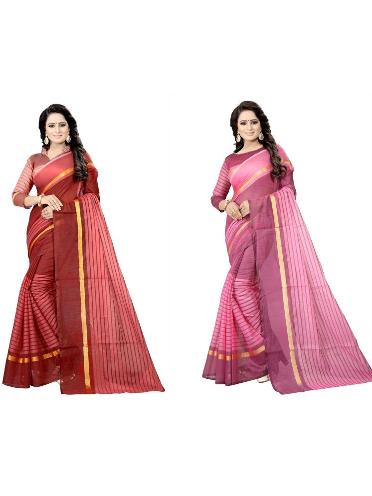     			Samai Cotton Silk Solid Saree With Blouse Piece - Multicolor5 ( Pack of 2 )