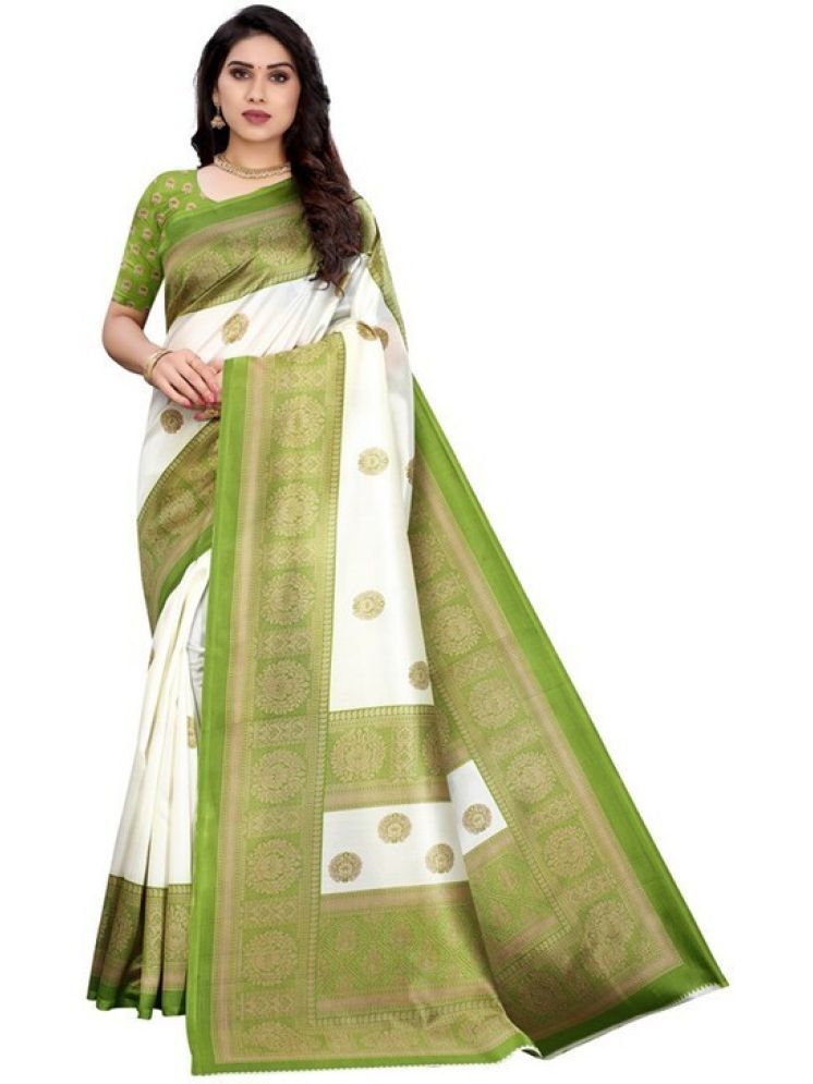     			Samai Cotton Silk Solid Saree With Blouse Piece - Green ( Pack of 1 )