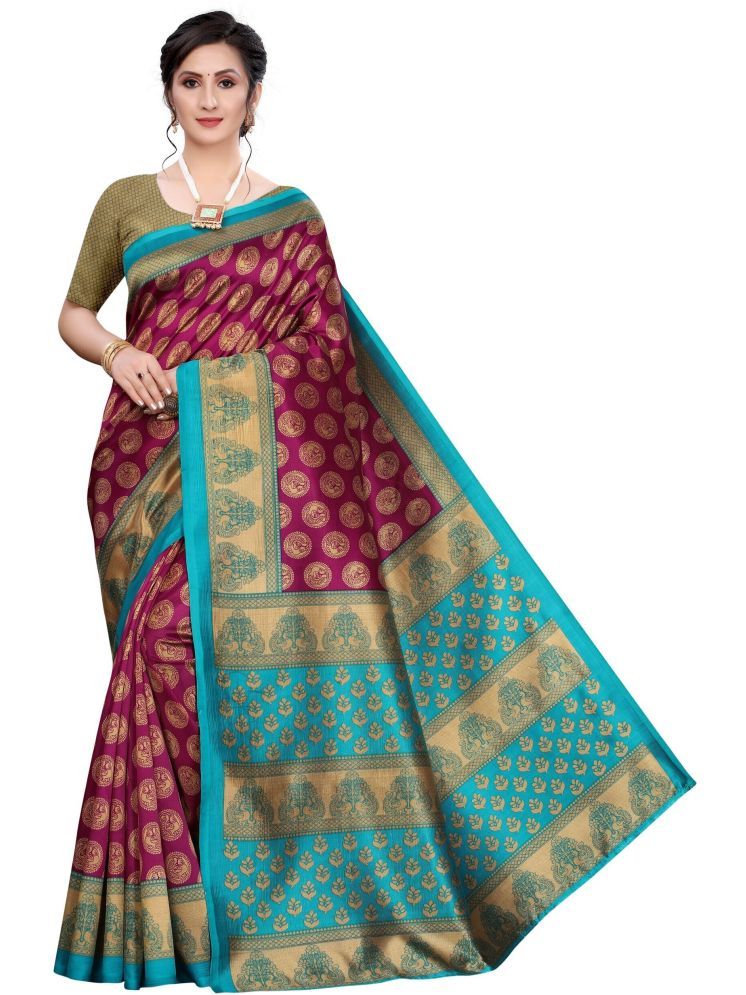     			Samai Cotton Silk Woven Saree With Blouse Piece - Purple ( Pack of 1 )