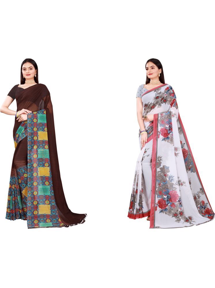     			Samai Georgette Printed Saree With Blouse Piece - Multicolor7 ( Pack of 2 )