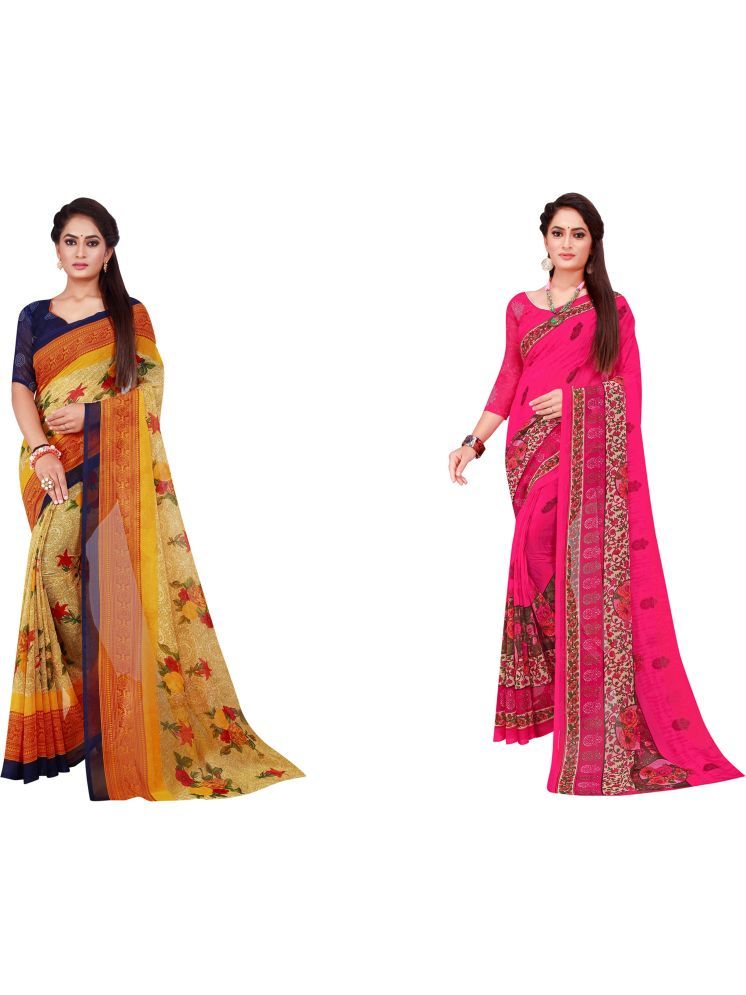     			Samai Georgette Printed Saree With Blouse Piece - Multicolor9 ( Pack of 2 )