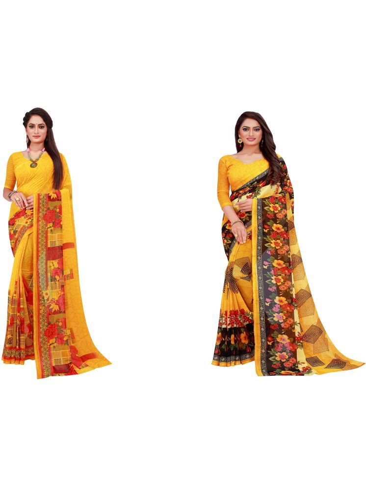     			Samai Georgette Printed Saree With Blouse Piece - Multicolor9 ( Pack of 2 )