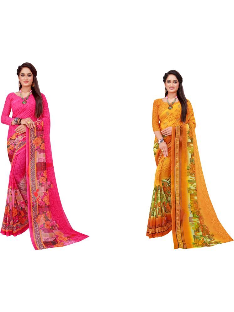     			Samai Georgette Printed Saree With Blouse Piece - Multicolor9 ( Pack of 2 )