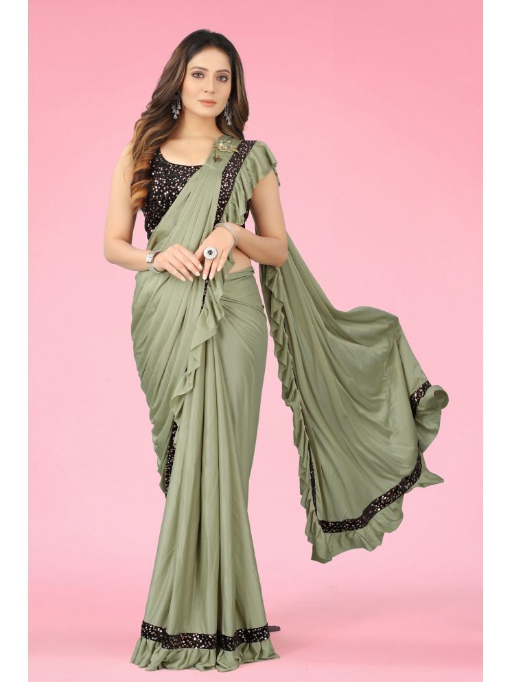     			Samai Silk Solid Saree With Stitched Blouse - Mint Green ( Pack of 1 )