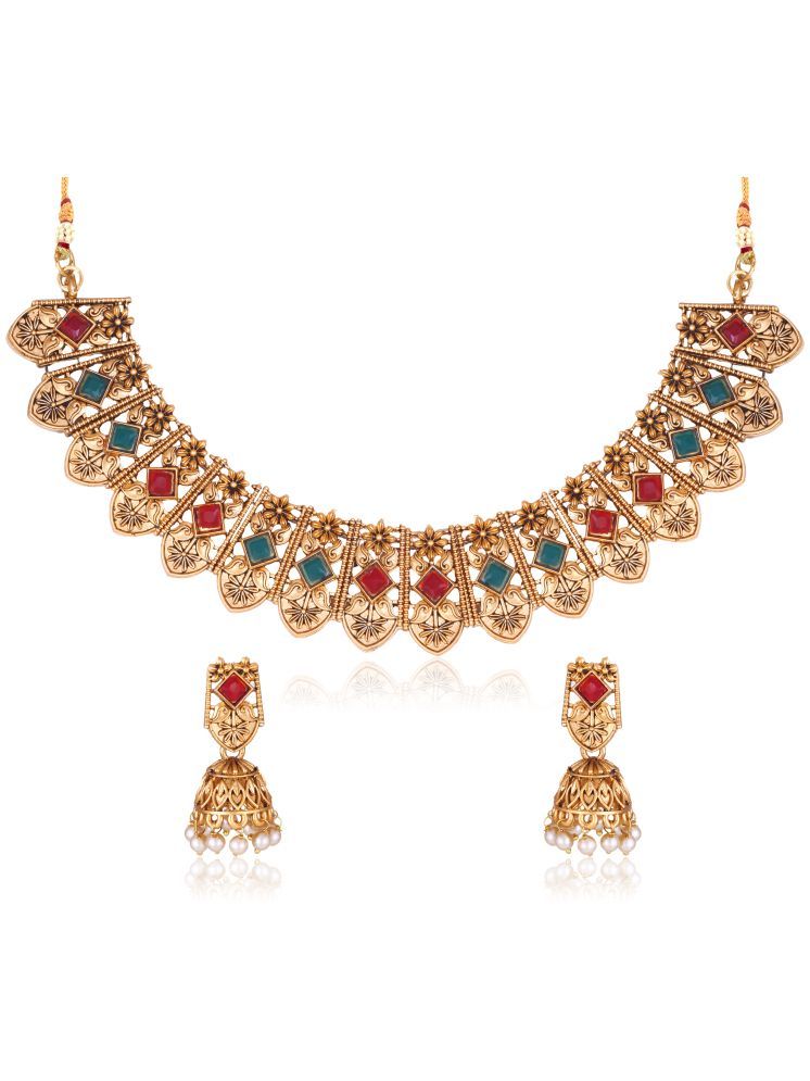     			Vighnaharta Golden Brass Necklace Set ( Pack of 2 )