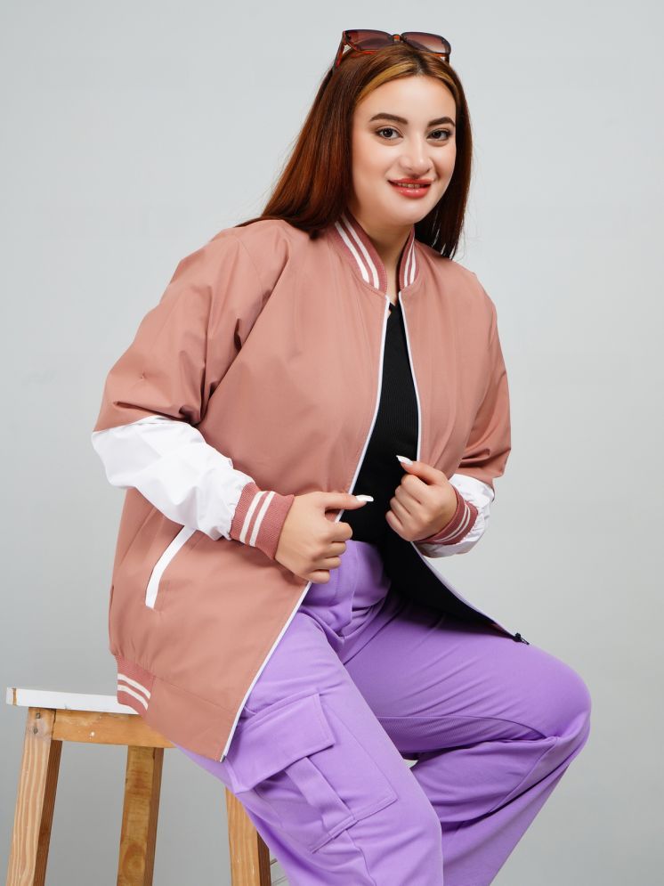     			curvy comfort - Polyester Peach Bomber Jackets