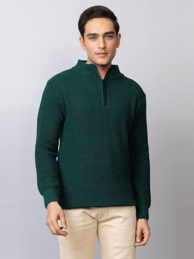     			tysort Woollen Blend High Neck Men's Full Sleeves Pullover Sweater - Green ( Pack of 1 )