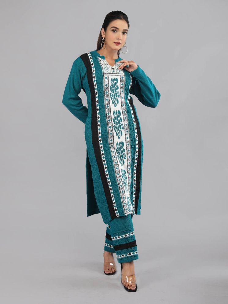     			tysort Woollen Self Design Kurti With Pants Women's Stitched Salwar Suit - Sea Green ( Pack of 1 )