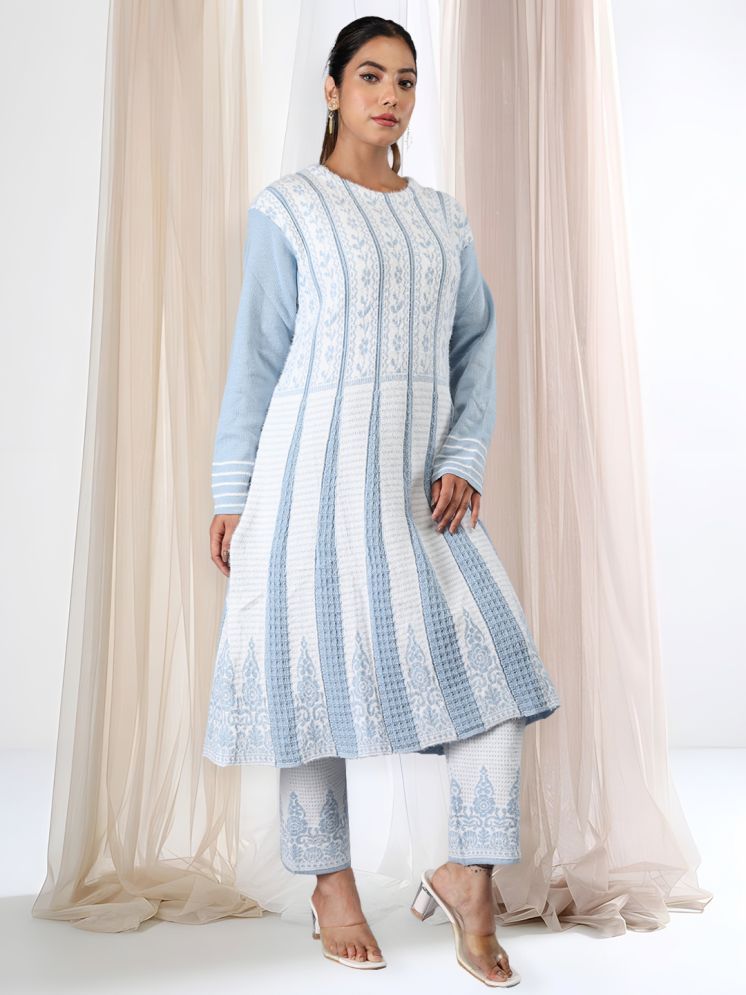     			tysort Woollen Striped Kurti With Pants Women's Stitched Salwar Suit - Light Blue ( Pack of 1 )