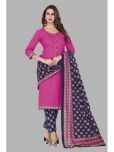 shree jeenmata collection Cotton Printed Kurti With Pants Women's Stitched Salwar Suit - Pink ( Pack of 1 )