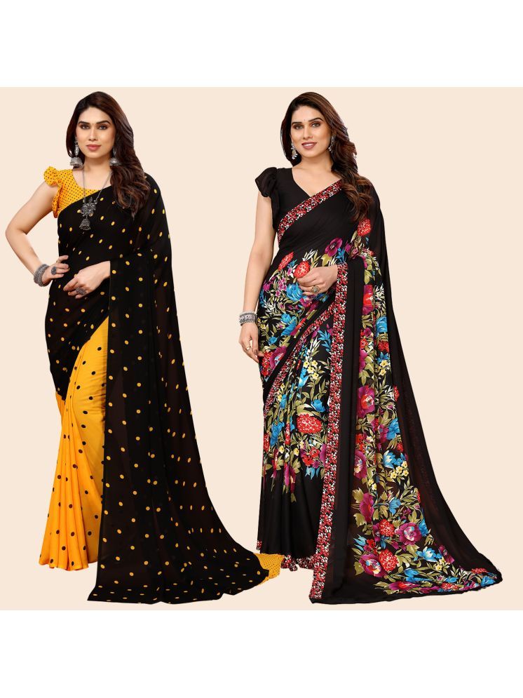     			ANAND SAREES Georgette Printed Saree With Blouse Piece - Multicolor ( Pack of 2 )