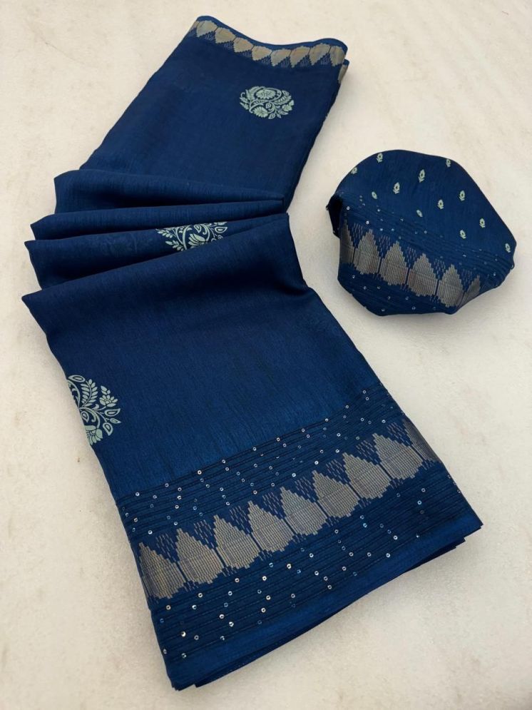     			Arkia Cotton Embellished Saree With Blouse Piece - Blue ( Pack of 1 )