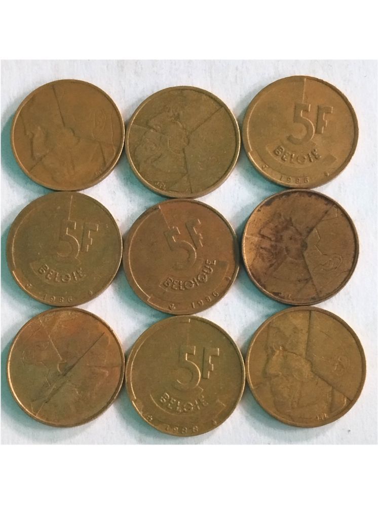     			BELGIUM 5 FRANCS NECKEL BRASS - 10 coins