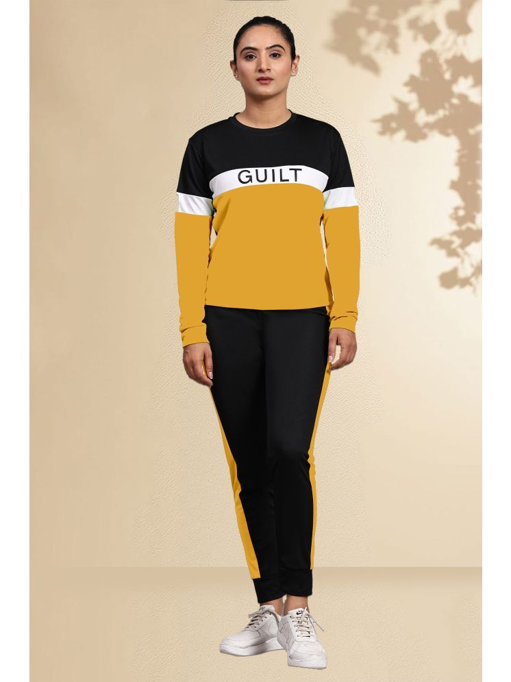     			DTR FASHION Yellow Cotton Blend Colorblock Tracksuit - Pack of 1