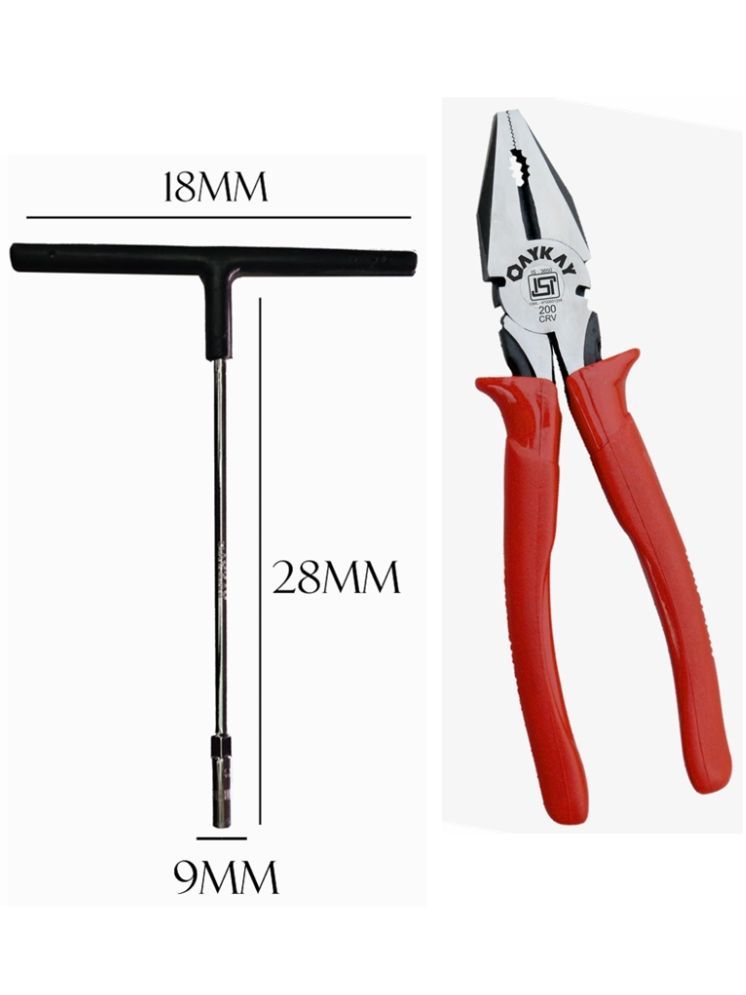     			Heavy Duty Piler 200mm & T Handle Socket 9mm Combo Oaykay Tools