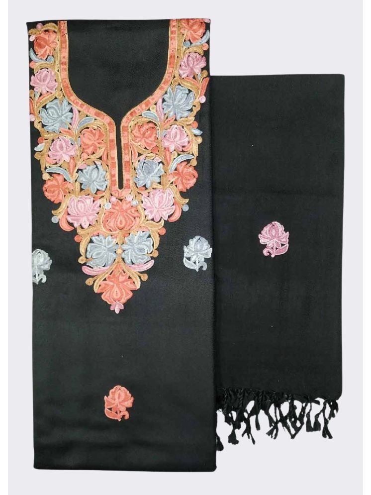     			KASHMIRI Unstitched Woollen Embroidered Dress Material - Black ( Pack of 1 )