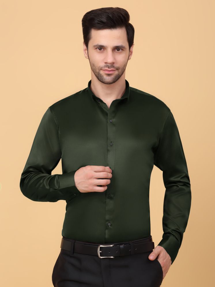     			Klotthe Satin Slim Fit Full Sleeves Men's Formal Shirt - Olive ( Pack of 1 )